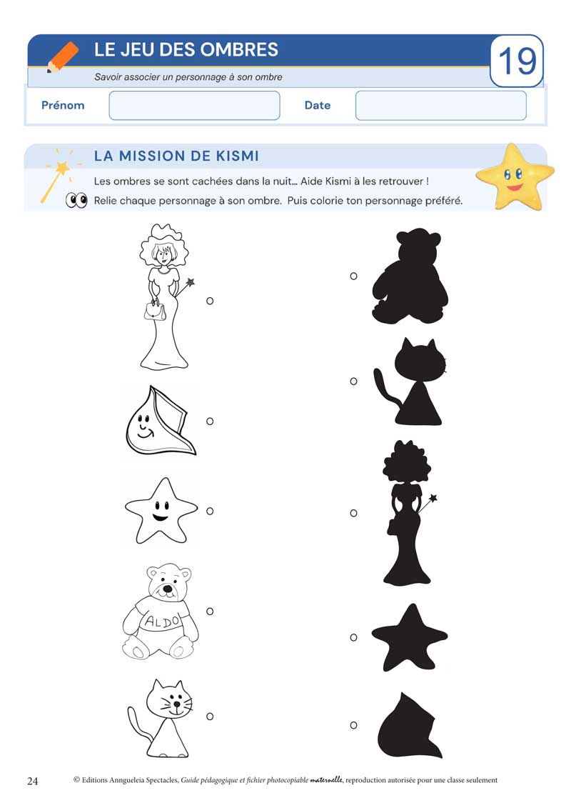 Aperçu d’une fiche d'activité sur les ombres