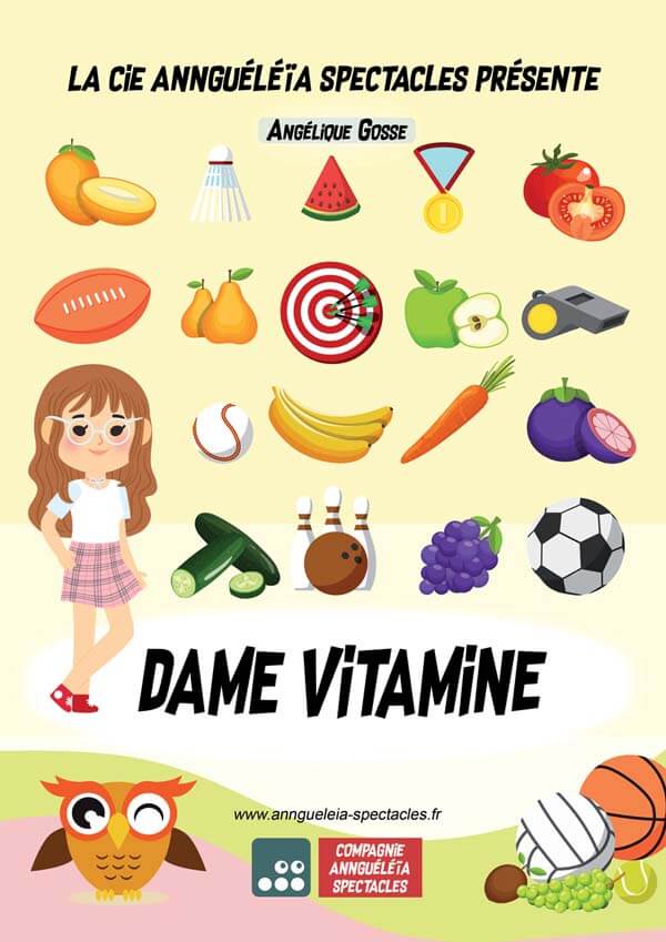 Affiche du spectacle pour enfants Dame Vitamine