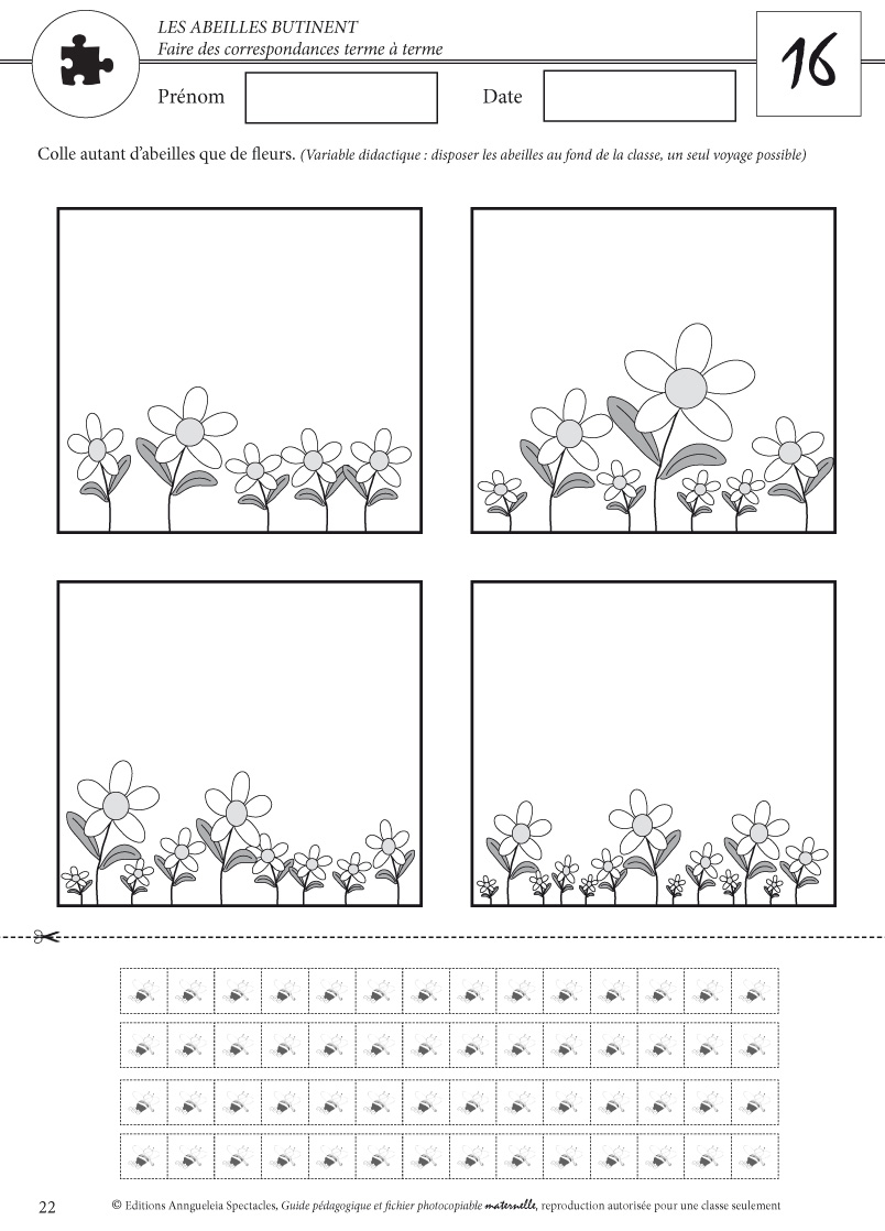 Une page du fichier photocopiable pour maternelle