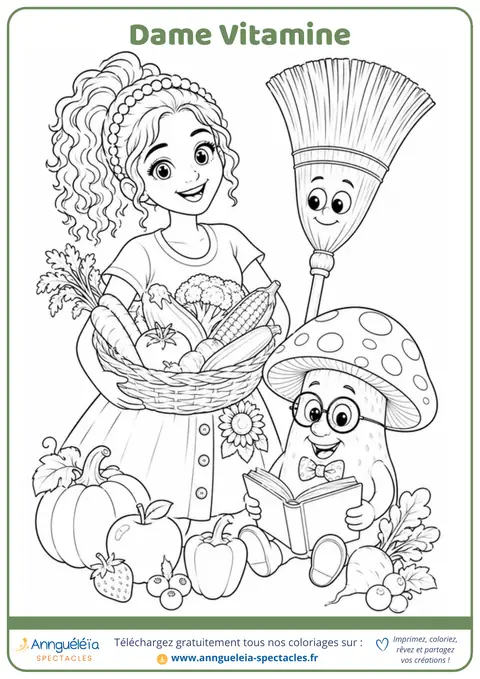 Aperçu du coloriage dame vitamine