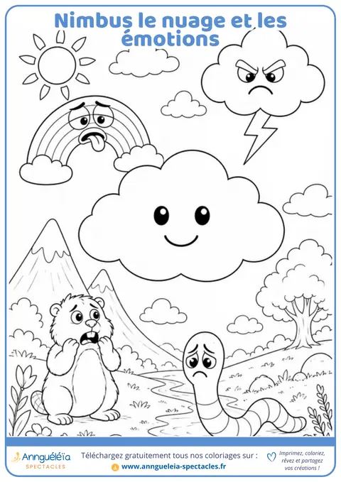 Aperçu du coloriage Nimbus le nuage et les émotions