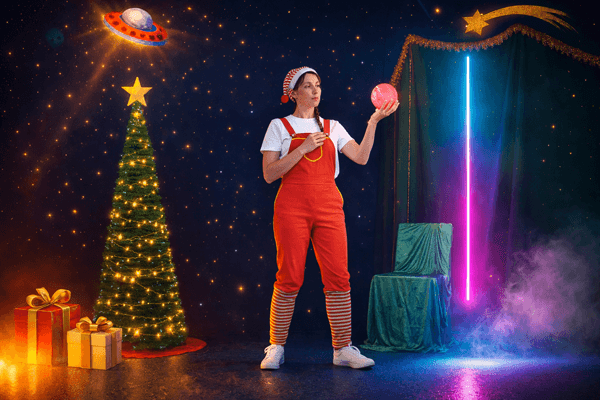 Le lutin Trifouille trouve un indice sur scène