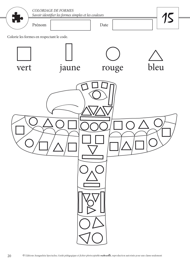 Fiche graphisme – exercice identifier formes simples et couleurs